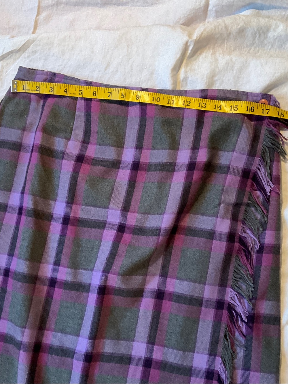 Requirements Purple & Gray Plaid Maxi Wrap Skirt with Fringe - Picture 4 of 7